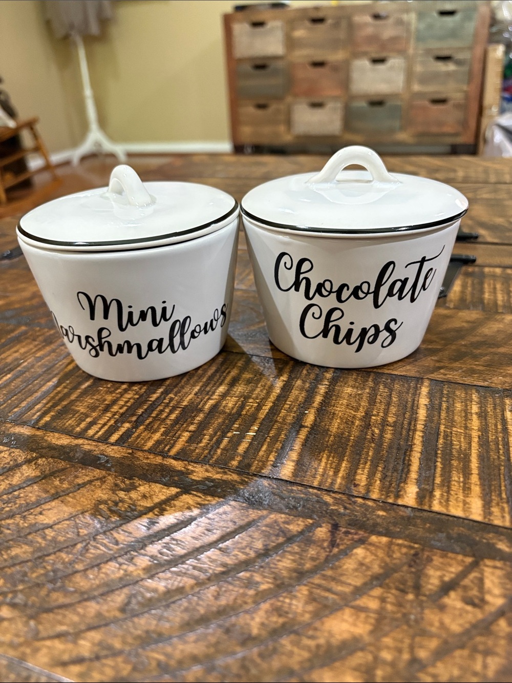 Holiday Marshmallow & hot chocolate chip bar containers Sleigh Bell Bistro